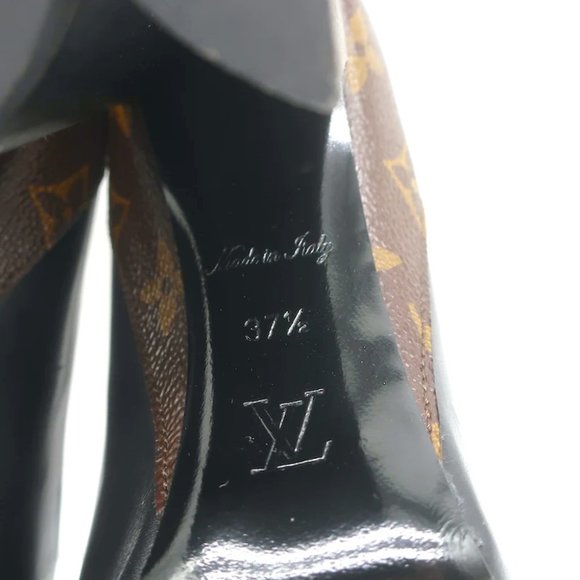 Louis Vuitton Matchmake Pumps Brown Monogram Canvas & Black Leather Size 37.5 - Picture 12 of 12